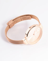 Rose Gold Mesh Watch - link has visual effect only