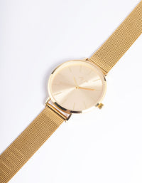 Gold Basic Face Mesh Watch - link has visual effect only