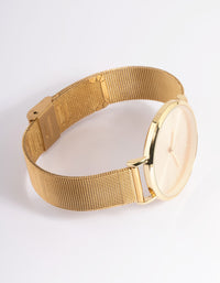 Gold Basic Face Mesh Watch - link has visual effect only