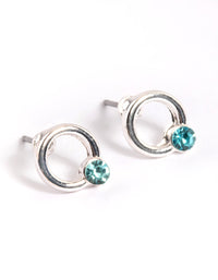 Silver Diamante Open Circle Stud Earrings - link has visual effect only