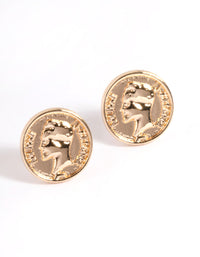 Gold Coin Stud Earrings - link has visual effect only