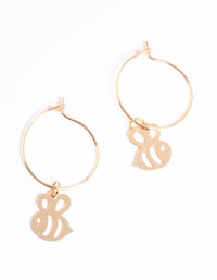 Gold Cut Out Bee Hoop Earrings - link has visual effect only