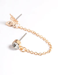 Gold Diamante & Butterfly Chain Earrings - link has visual effect only