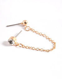 Gold Double Diamante & Ball Chain Earrings - link has visual effect only