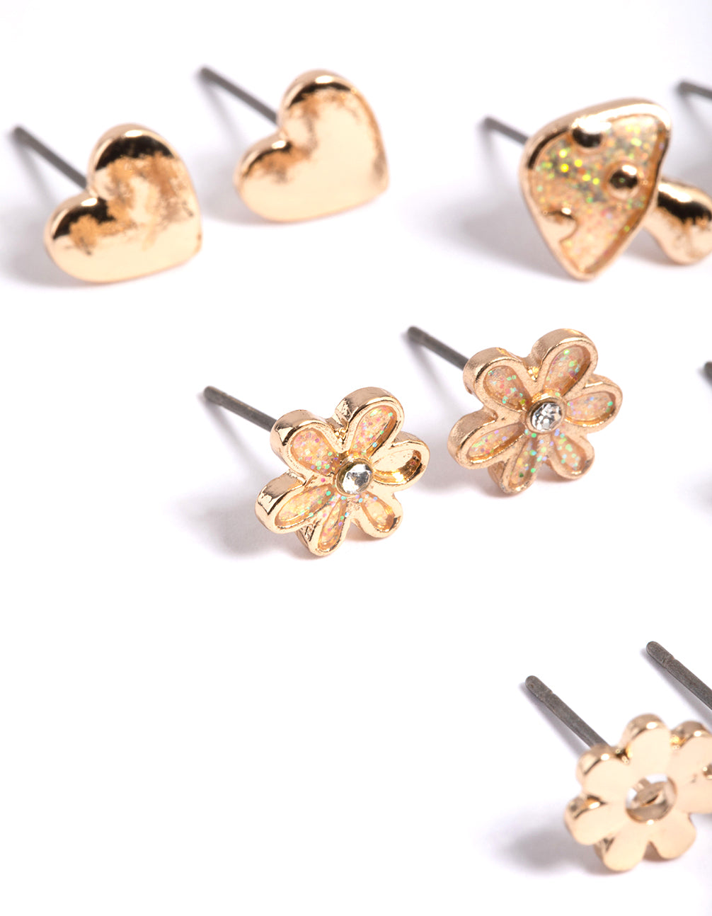 Kids Gold Glitter Mushroom Stud 6-Pack