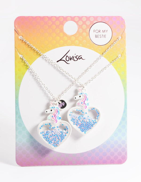 Kids Silver Unicorn Shaker BFF Necklace Pack