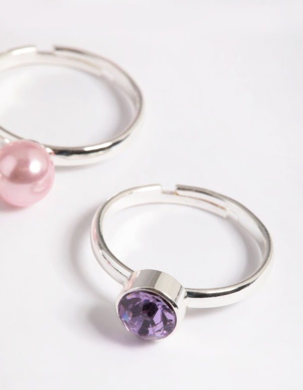 Kids Silver Animal Motif Ring 6-Pack