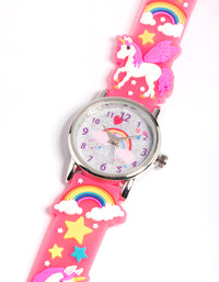 Kids Pink Band Silicone Watch - link has visual effect only