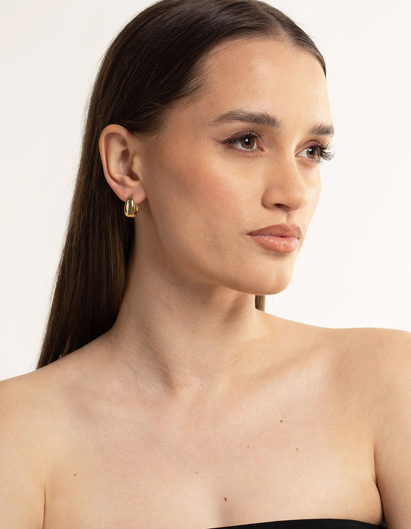 Gold Plated Brass Bold Tapered Hoop Earrings