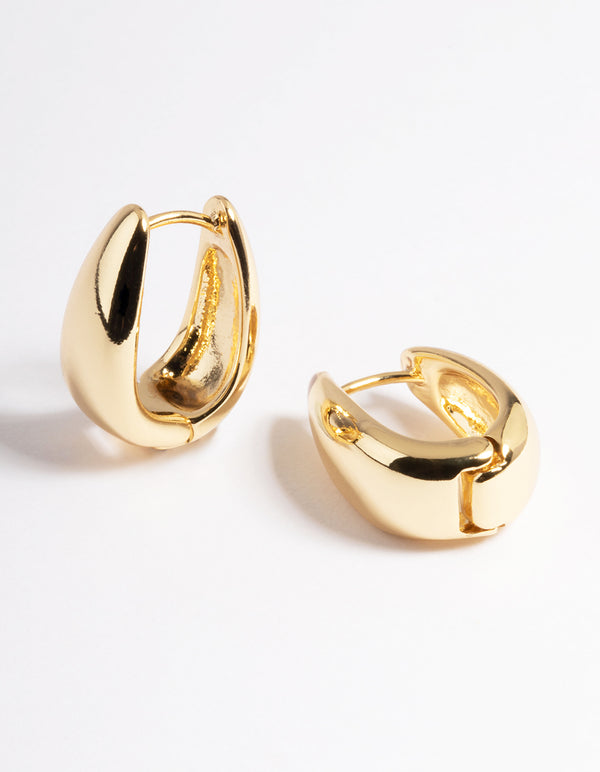 Gold Plated Brass Bold Tapered Hoop Earrings