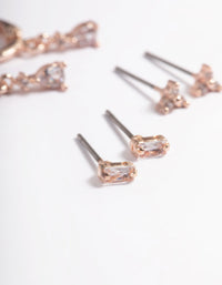 Rose Gold Plated Crystal Pear Huggie Earrings 6-Pack - link has visual effect only