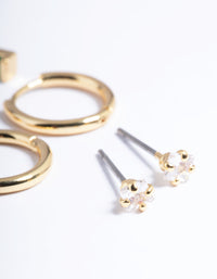 Gold Plated Brass Emerald Huggie Earrings 6-Pack - link has visual effect only