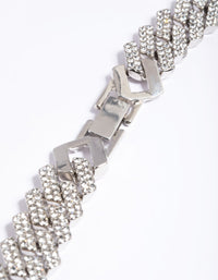 Silver Diamante Miami Chain Necklace - link has visual effect only