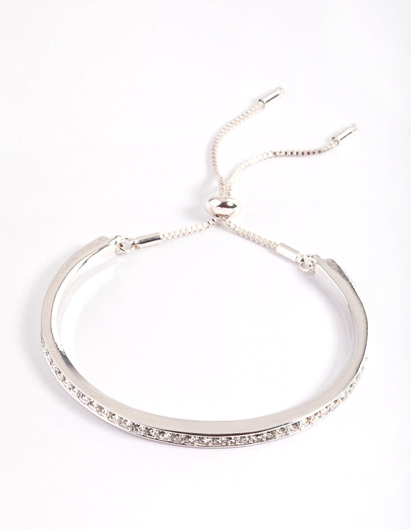 Silver Diamante Bangle with Toggle Bracelet