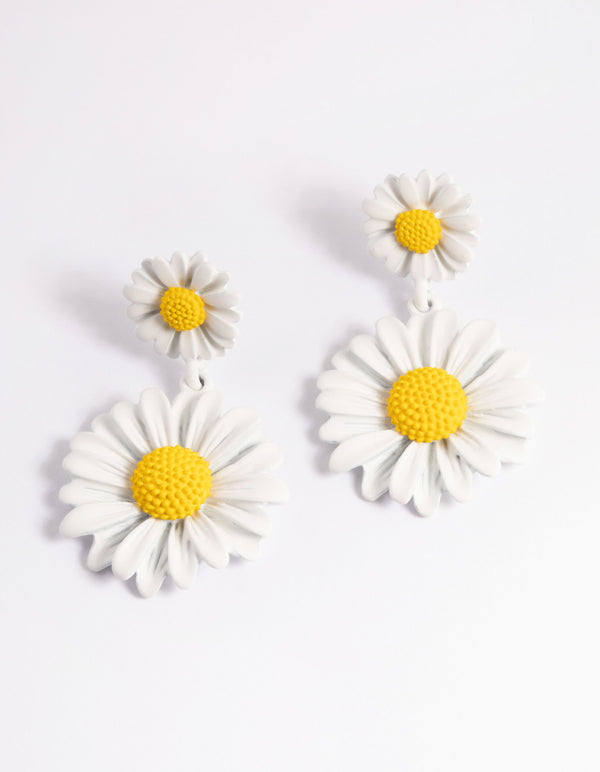 Gold Double Daisy Earrings