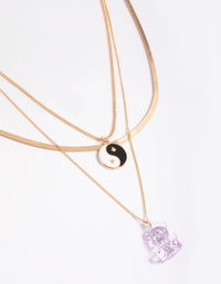 Gold Cute Bear & Yin Yang Necklace - link has visual effect only