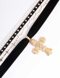 Gold Multi Cross Pearl Choker - link has visual effect only