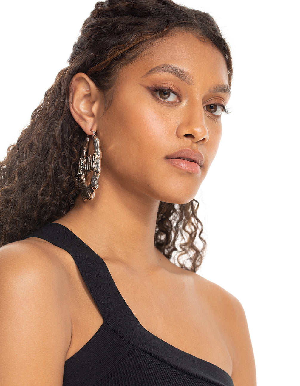Silver Babe Bamboo Hoop Earrings