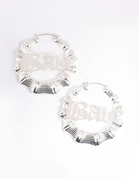 Silver Babe Bamboo Hoop Earrings - link has visual effect only