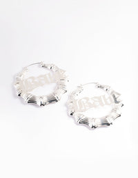 Silver Babe Bamboo Hoop Earrings - link has visual effect only