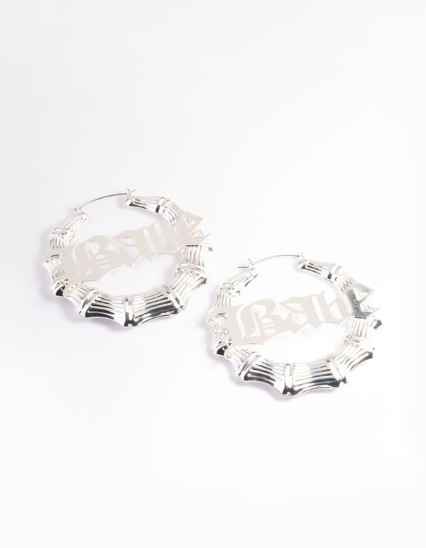 Silver Babe Bamboo Hoop Earrings