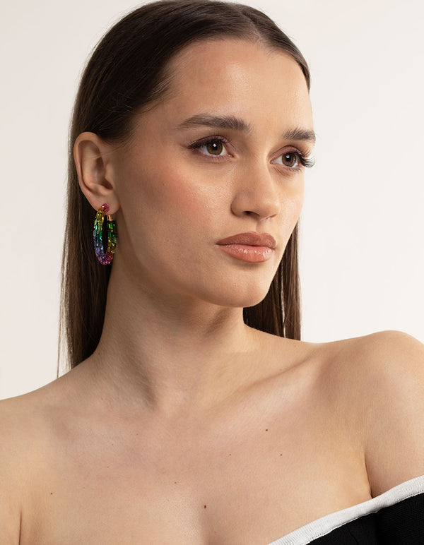 Gold Diamante Mix Hoop Earrings