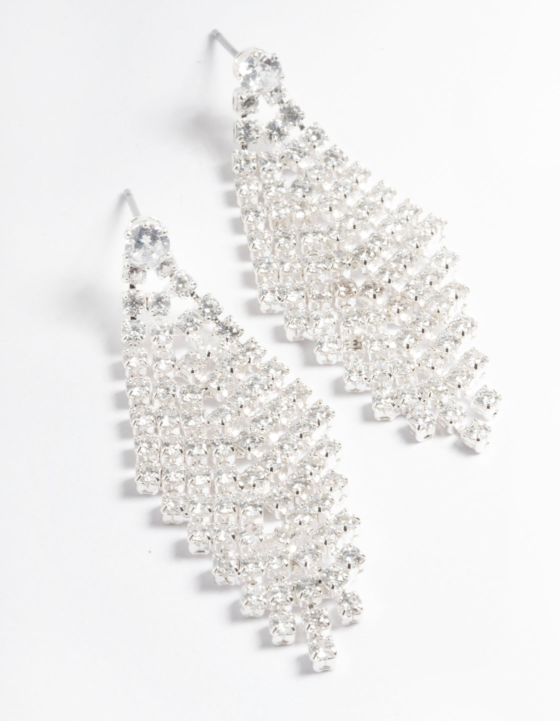 Cubic Zirconia Tier Diamante Drop Earrings