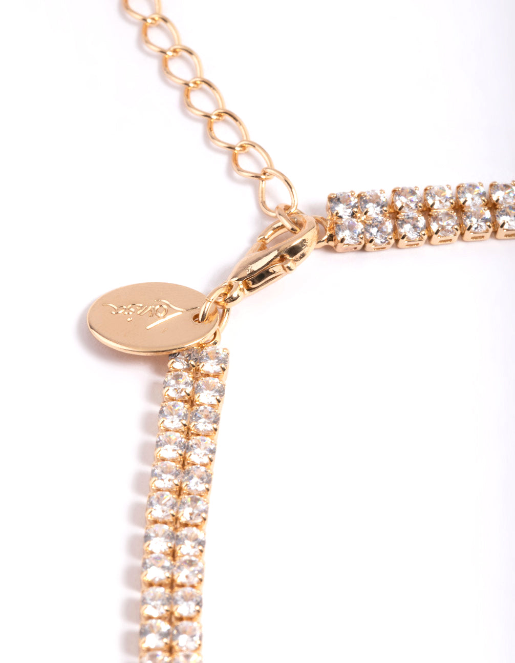 Gold Cubic Zirconia Fringe Y Necklace