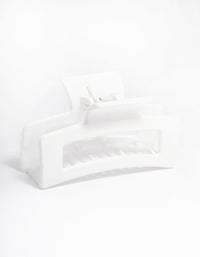 White Matte Rectangle Outline Claw Clip - link has visual effect only