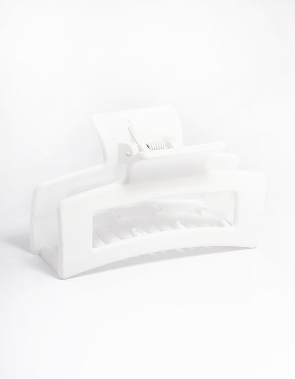 White Matte Rectangle Outline Claw Clip