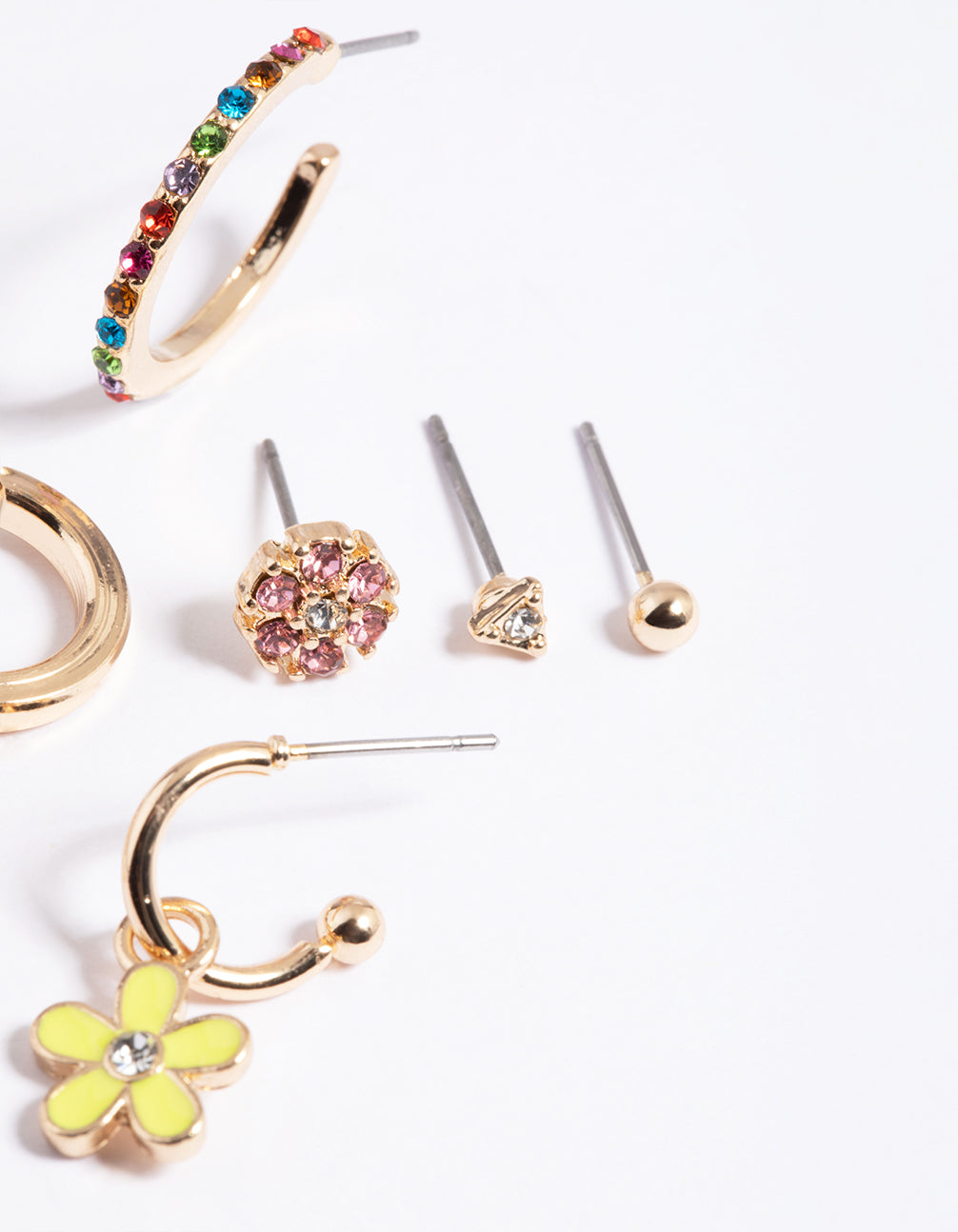 Gold 90s Enamel Rainbow Earrings 6-Pack