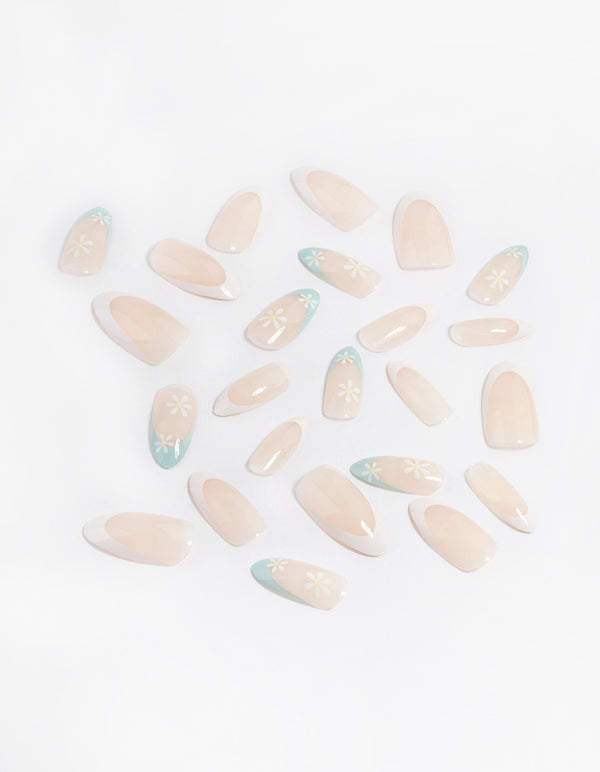 Blue Flower Press On Nails