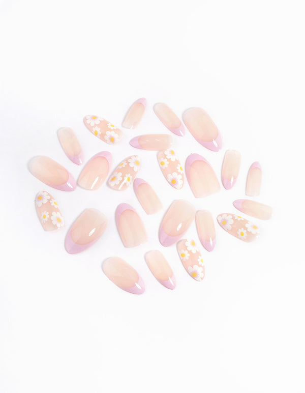 Pink Flower Press On Nails