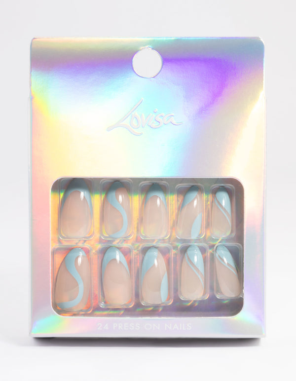 Blue Swirl Press On Nails