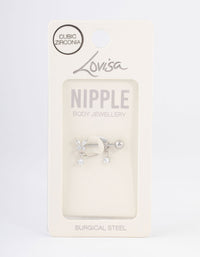 Surgical Steel Butterfly Chain Nipple Piercing - link has visual effect only