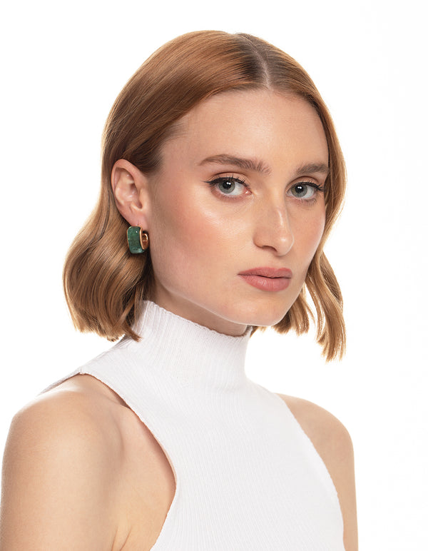 Worn Gold Chubby Resin Hoop Earrings