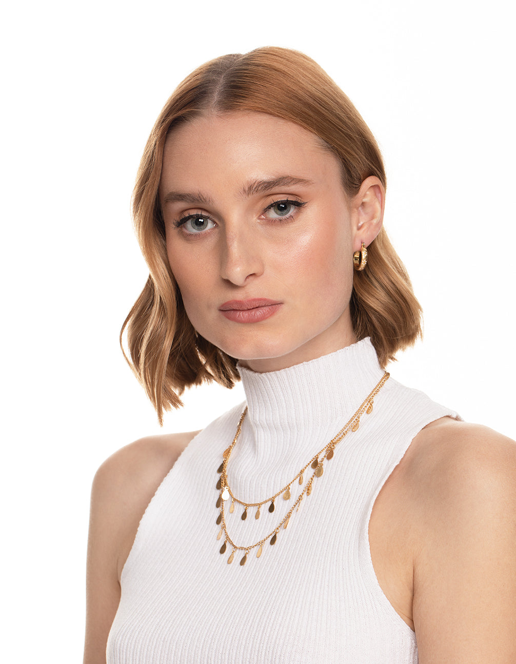 Worn Gold Mini Flower Hoop Earrings