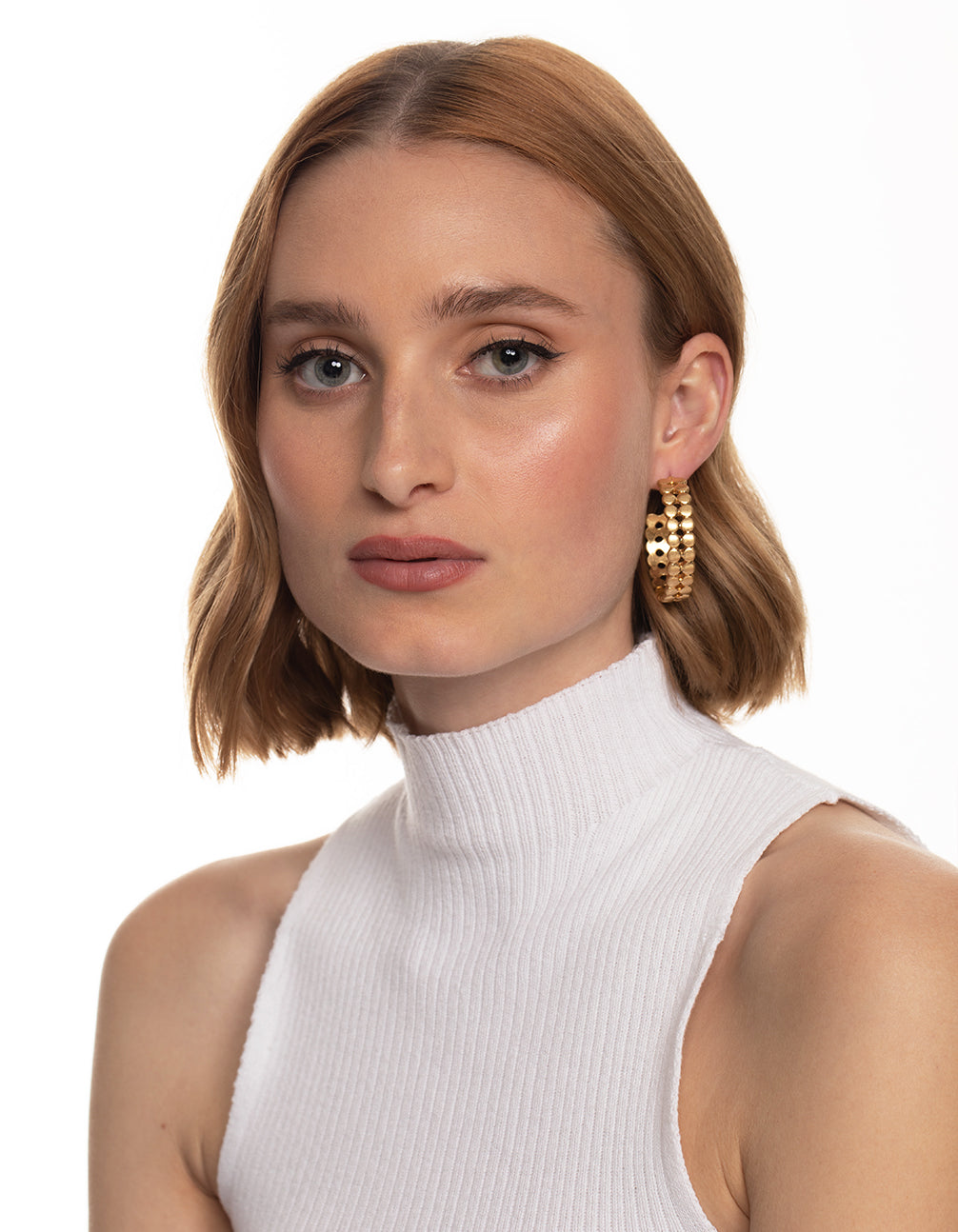 Worn Gold Two Row Circle Hoop Earrings