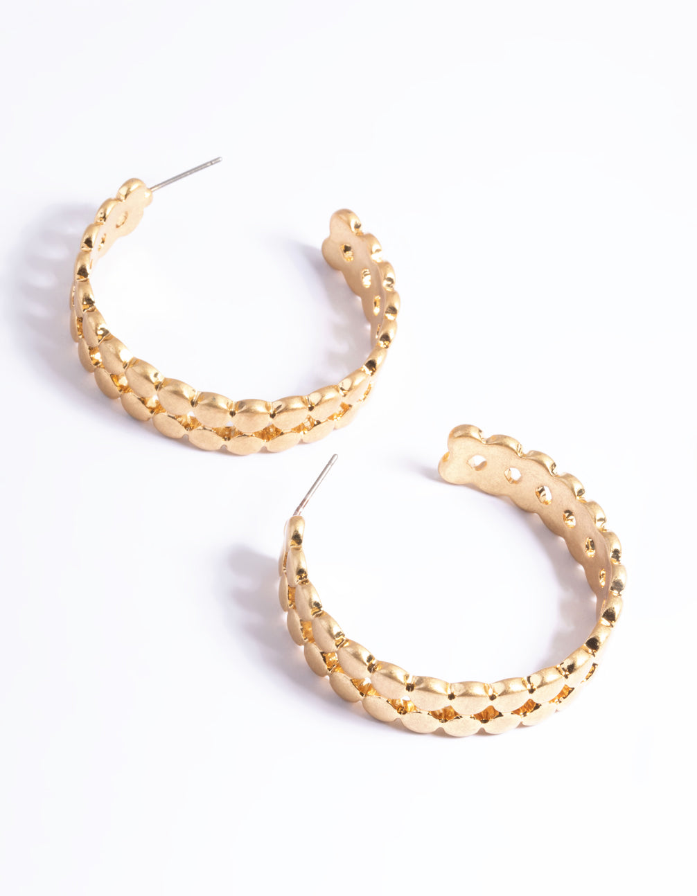 Worn Gold Two Row Circle Hoop Earrings