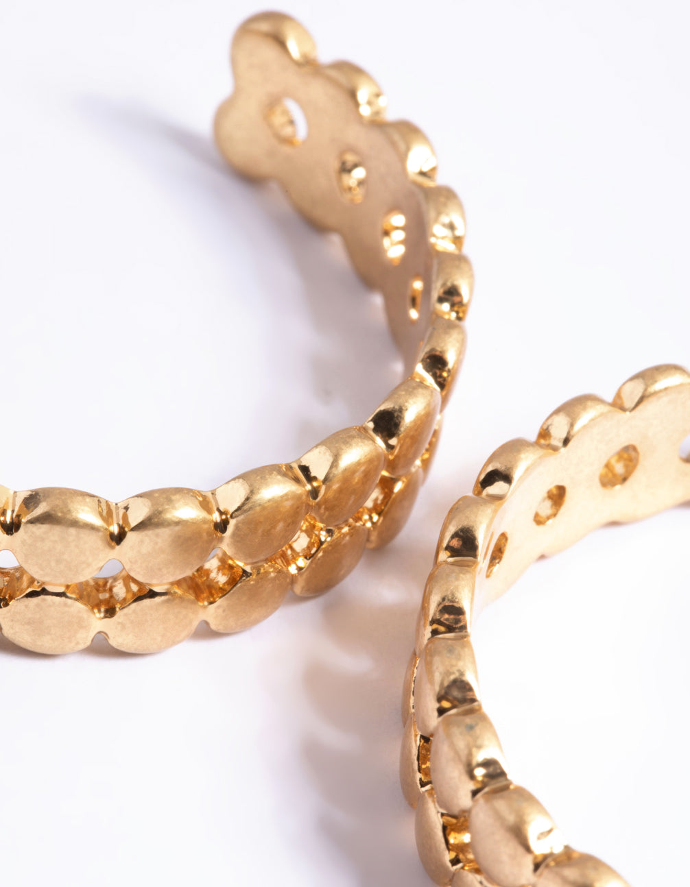 Worn Gold Two Row Circle Hoop Earrings