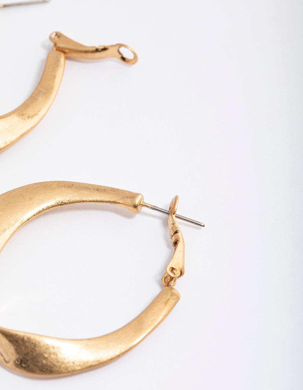 Worn Gold Oval Twisted Large Hoop Earrings