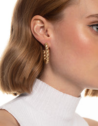 Worn Gold Twisted Medium Hoop Earrings - link has visual effect only