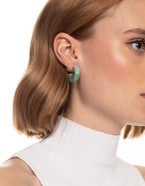 Worn Gold Resin Back & Front Hoop Earrings