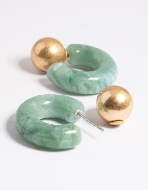 Worn Gold Resin Back & Front Hoop Earrings