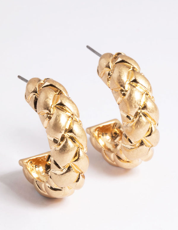 Worn Gold Medium Woven Hoop Earrings