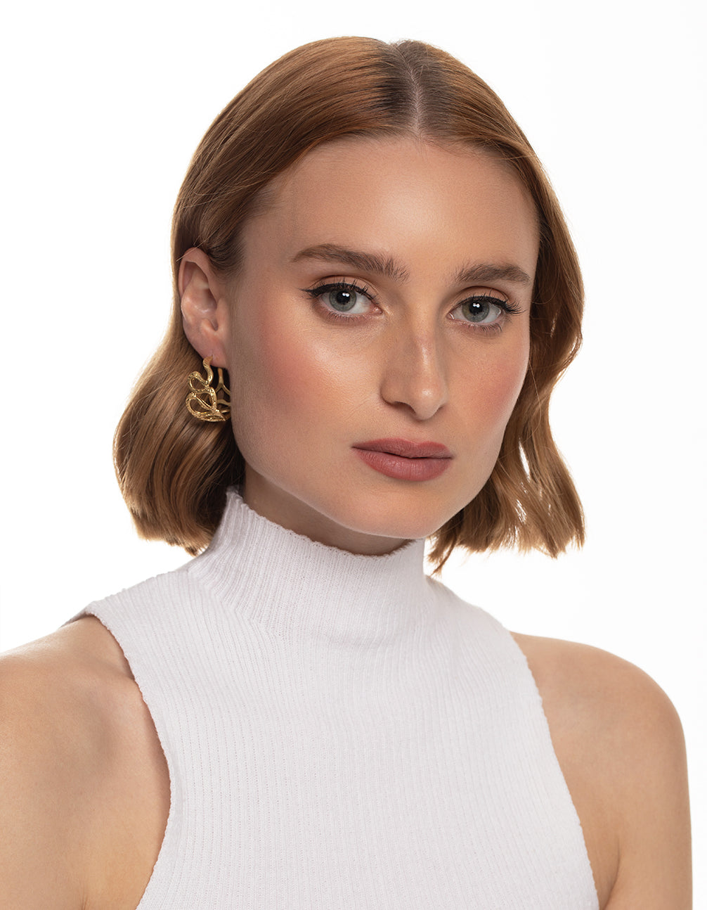 Worn Gold Open Molten Hoop Earrings