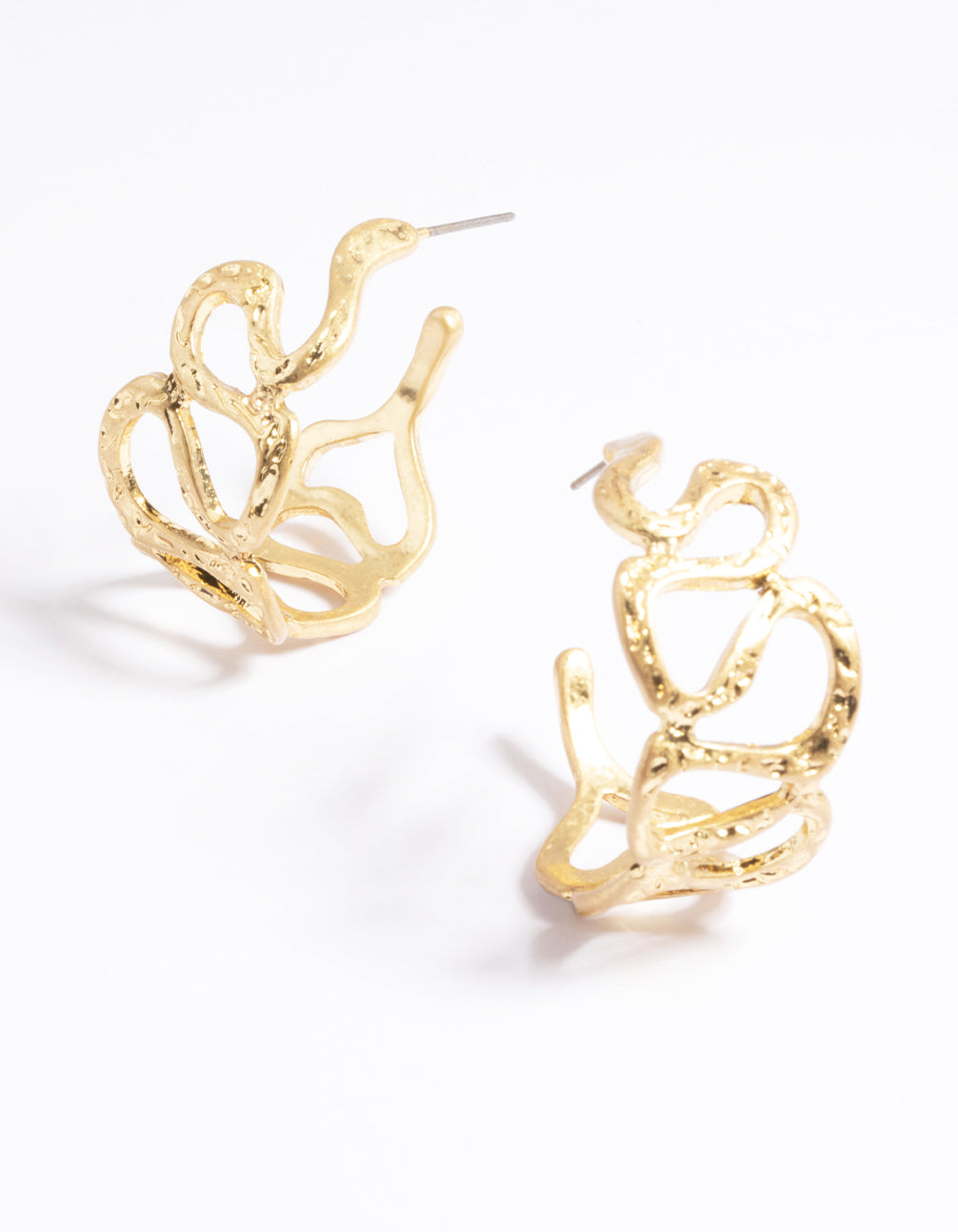 Worn Gold Open Molten Hoop Earrings