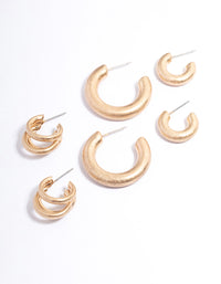 Worn Gold Chunky Small & Large Hoop Pack - link has visual effect only