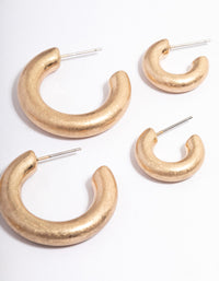 Worn Gold Chunky Small & Large Hoop Pack - link has visual effect only