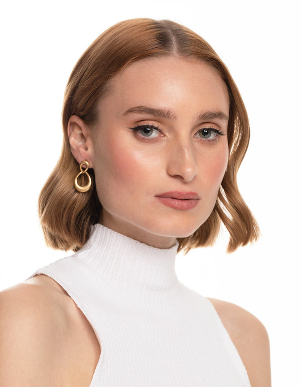 Worn Gold Irregular Link Drop Earrings
